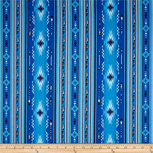 Elizabeth's Studio Native Spirit Arrow Feather Stripe Blue, Fabric by the Yard