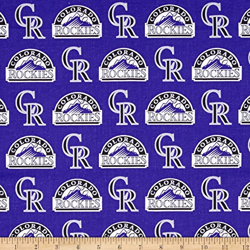 MLB Cotton Broadcloth Colorado Rockies Purple/Black, Fabric by the Yard