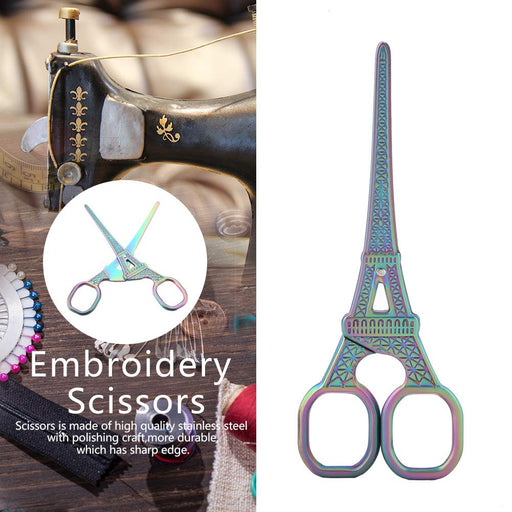 Scissors, DIY Fashionable Eiffel Tower Shape Stainless Steel Sewing Shears Mini Vintage Dresser Embroidery Handicraft Tool Scissor for Embroidery Craft Art Work(multicolour)