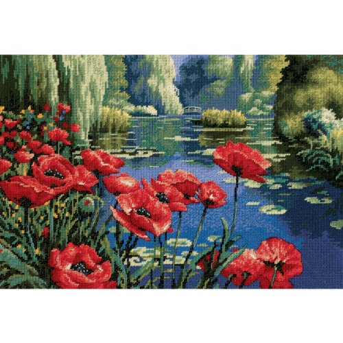 Dimensions Needlepoint Kit, Lakeside Poppies, 16" x 11"