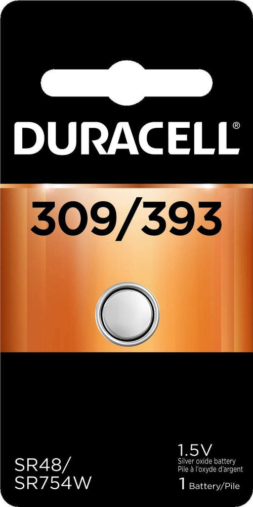 Duracell – 309/393 1.5V Silver Oxide Button Battery – long-lasting battery (Pack of 36)