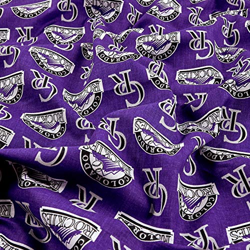 MLB Cotton Broadcloth Colorado Rockies Purple/Black, Fabric by the Yard