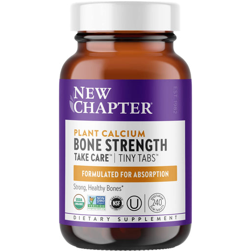 New Chapter Calcium Supplement - Bone Strength Tiny Tabs Organic Red Marine Algae Calcium - with Magnesium, Vitamin D3+K2, 70+ Trace Minerals for Bone Health, Gluten Free, Easy to Swallow - 240 ct