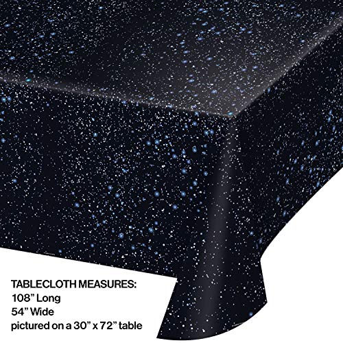 Creative Converting 725533 Space Blast All Over Print Plastic Tablecover, 54 by 108", Black