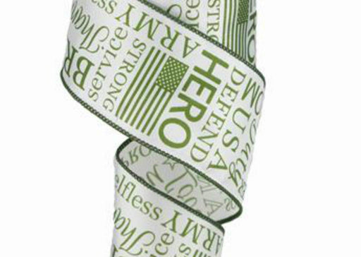 Wired Ribbon Army Green 2.5" X 10 Yards for Wreaths, Gift Wrapping, Decorating, Crafting