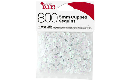 Cousin DIY White Iridescent 5mm Cupped Sequins, 800pc