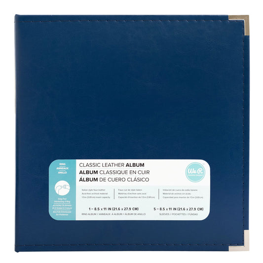We R Memory Keepers 8.5x11 Cobalt Photo Album, Protect Memories and Photos, Soft, Acid-free Leather, Classy Decorative Spine Label, Snag-free Rings, Includes 5 Page Protectors