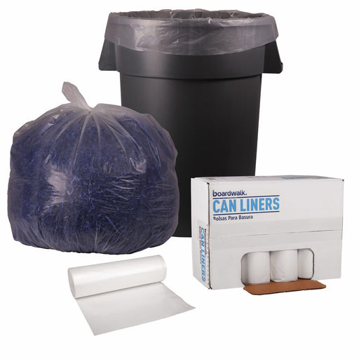 Boardwalk X8046DCKR01 40 in. x 46 in. 45 gal. 1.4 mil Recycled Low-Density Polyethylene Can Liners - Clear (100/Carton)