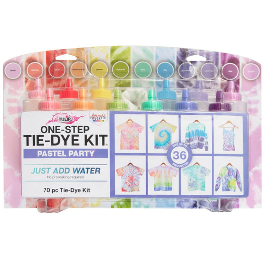 Tulip One-Step Tie-Dye Pastel Party Kit, Easy Group Activity, Permanent Designs, 12 Colors