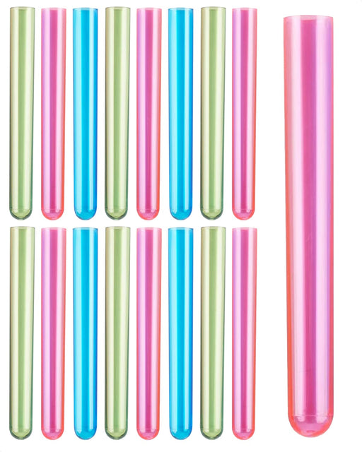 5 5/8" Neon Plastic Test Tube Shot Assorted Colors 3/4 oz Shooter - 100 Pack