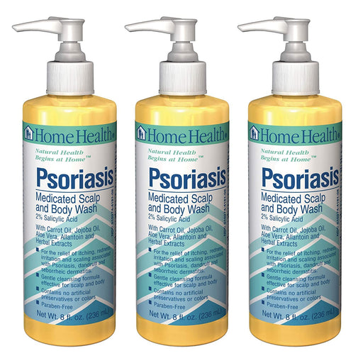 Home Health Psoriasis Medicated Scalp and Body Wash - 8 fl oz, Pack of 3 - Relieves Itching, Redness & Irritation - 2% Salicylic Acid - Non-GMO, Paraben Free