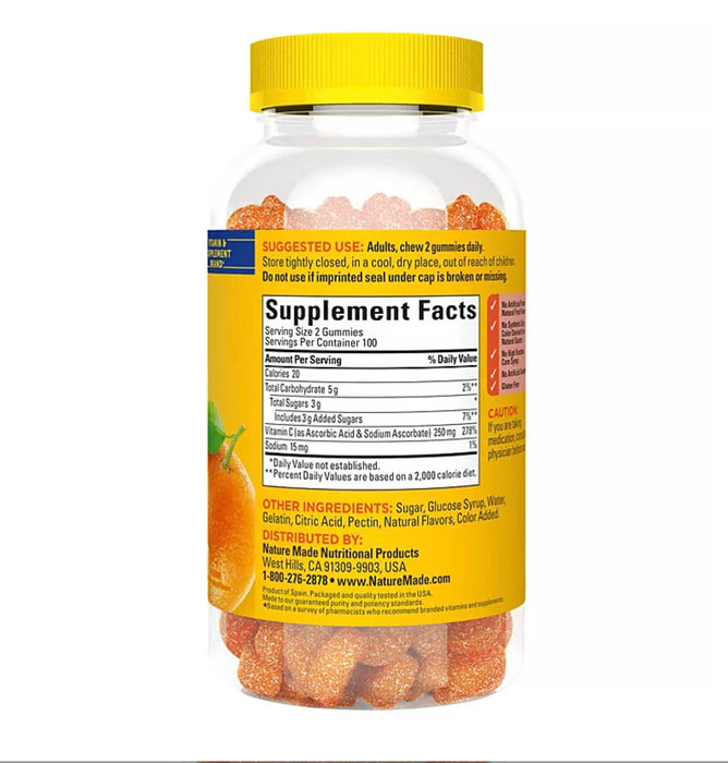 Nature Made Adult Gummies 200 CT Vitamin C Dietary Supplement, Orange