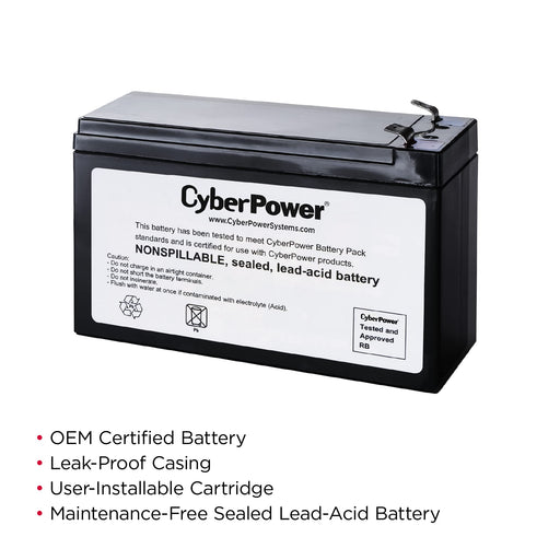 CyberPower RB1280A UPS Replacement Battery Cartridge, Maintenance-Free, User Installable, 12V/9Ah