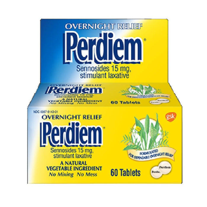 Perdiem Sennosides Stimulant Laxative Pills, Overnight Relief, 60-Count Bottles (Pack of 2) by Perdiem