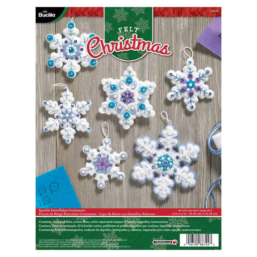 Bucilla Sparkle Snowflake Ornament Kit, 6 Count,Gold