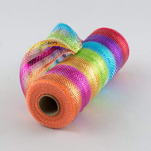 Multi Color Deco Poly Mesh Ribbon 10 Inch x 30 Feet | Red Purple Turquoise Green Orange Pink