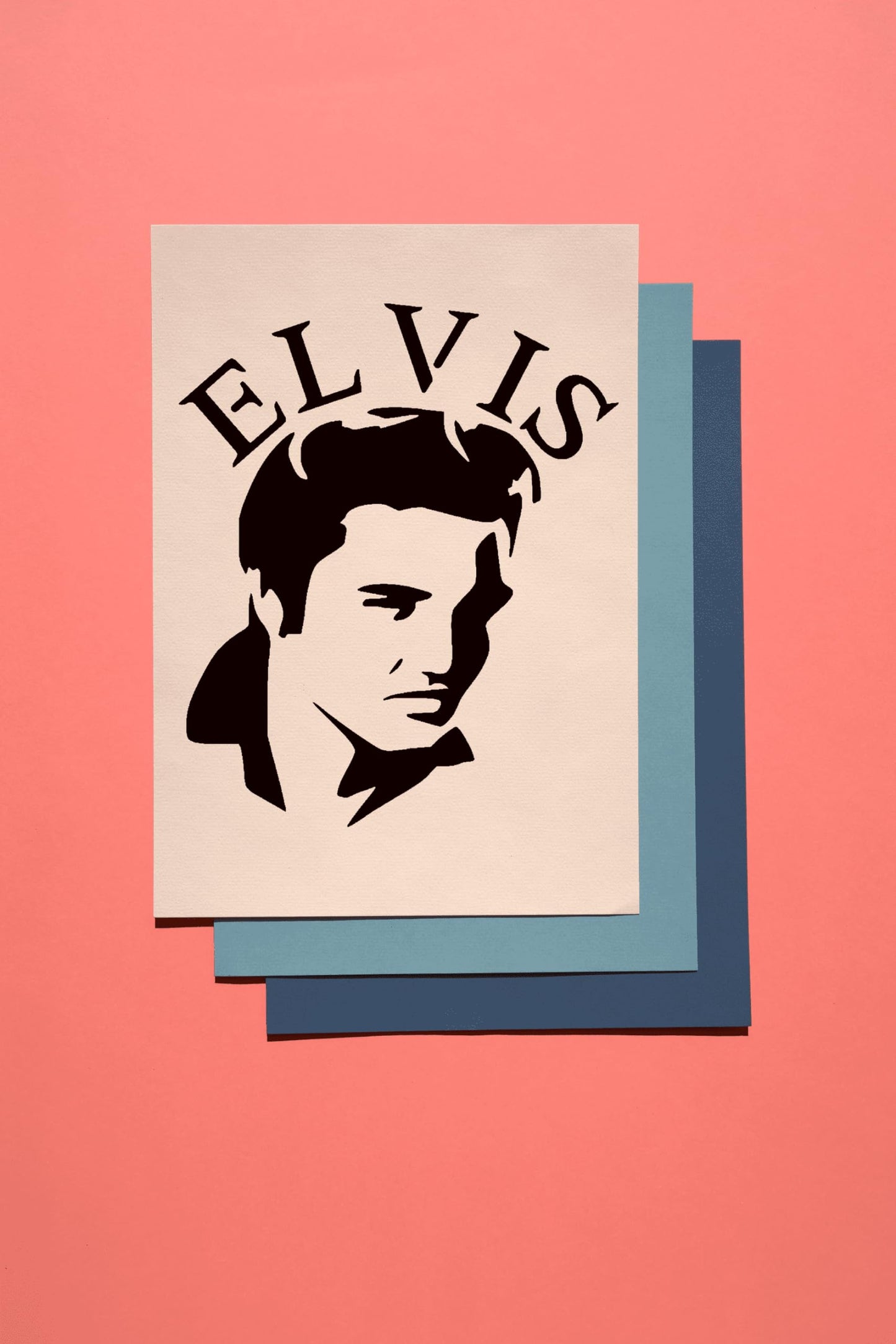 1- 5x6 inch Custom Cut Stencil, (ND-68) Elvis Arts and Crafts Scrapbooking Painting on The Wall Wood Glass