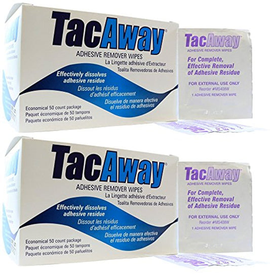 Tacaway Adhesive Remover Wipes - 50 per Box - 2 Pack