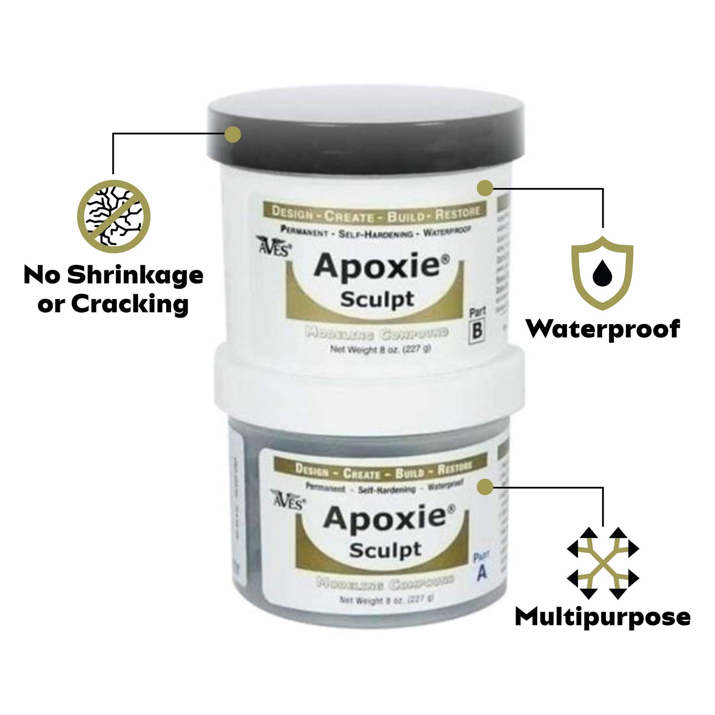 Aves Apoxie Sculpt - 2 Part Modeling Compound (A & B) - 1 Pound, Natural