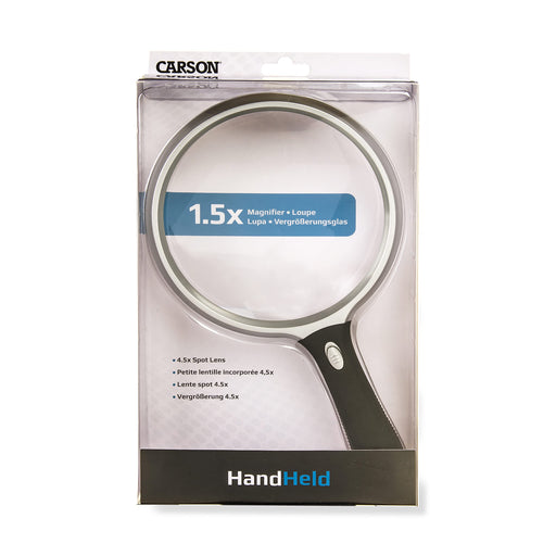 Carson LED 1.5x Lighted Hand Held 5.0'' Magnifier with 4.5x Spot Lens (SV-55GL)