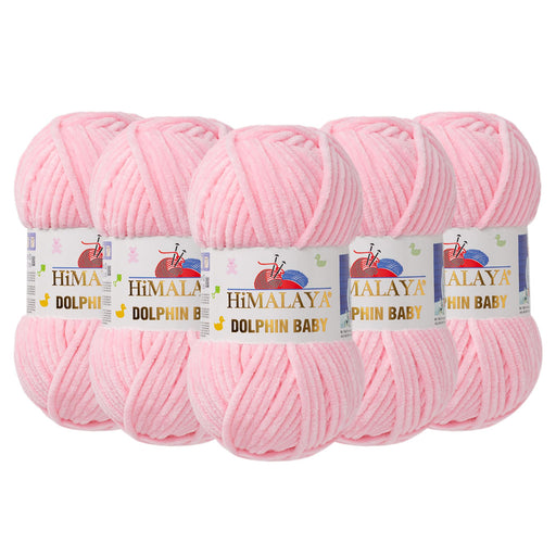 5 Skein (Pack) Himalaya Dolphin Baby Chenille Yarn, 100% Polyester, Each Skein 100 gr (3.5 oz), 120 m (131 yd), 6 : Super Bulky, Pink - 80319