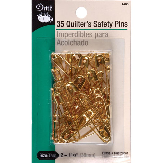 Dritz 1465 Safety Pins, Brass, Size 2 (35-Count)