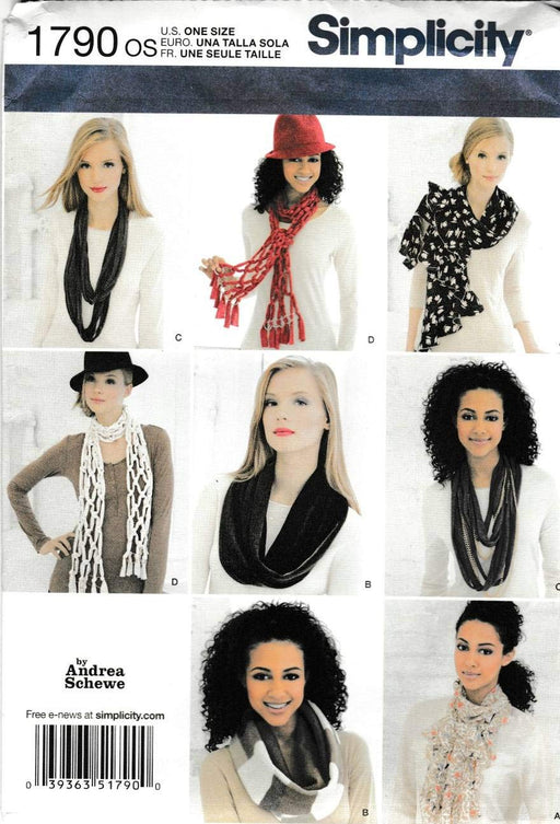 Simplicity 1790 Scarves Sewing Pattern, Size OS (One Size)