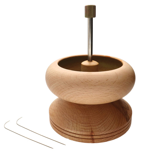 The Beadsmith Spin & String – Bead Stringing Wooden Spinning Wheel with 2 Needles –4.375” high, 5.625” Diameter – Quickly & Efficiently String Seed Beads for Jewelry, Fringe and DIY Arts & Crafts