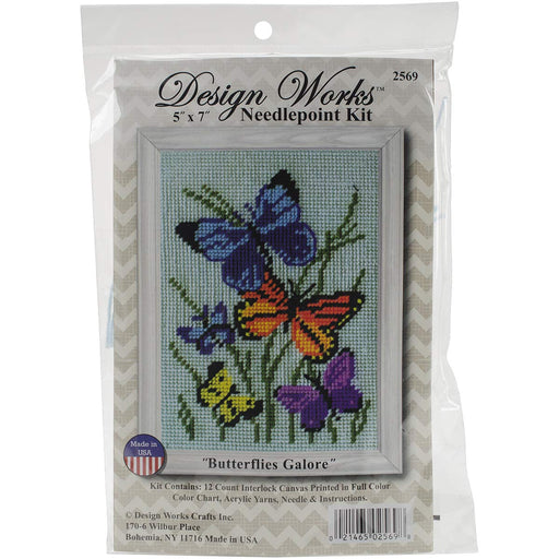 Design Works Crafts 2569 Needlepoint Kit, Butterflies Galore, 5" X 7" Needlepoint Kit Butterflies Galore