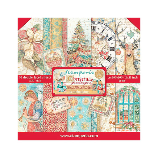 Stamperia Scrapbooking Pad - Christmas Greetings Multicoloured, 12 x 12 inches