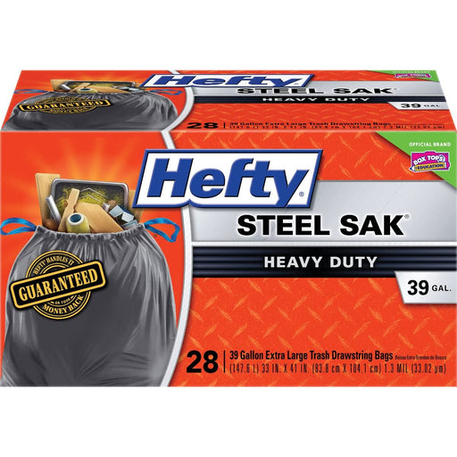 Hefty Steel Sak 39 gal Trash Bags Drawstring 28 pk