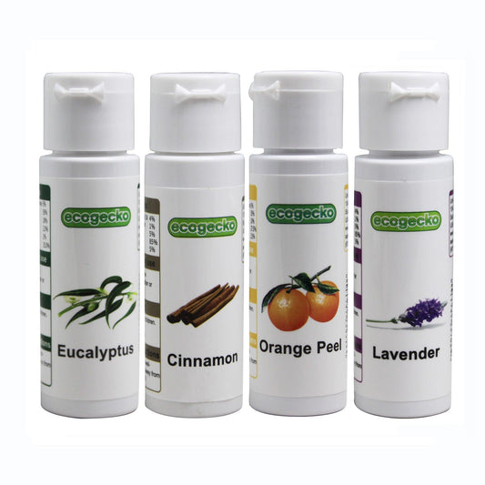 Ecogecko Fragrant Aroma Oil for Water Based Air Revitalizer Air Freshener, 4 Scent Pack (Cinnamon, Eucalyptus, Lavender and Orange Peel) 4x30ML