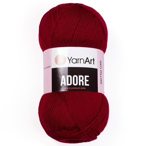 1 Skein YarnArt Adore, Antipilling Yarn, 100% Antipilling Acrlylic, 100 g (3.5 oz), 280 m (306 yd), 3 : Light-DK, Red - 353
