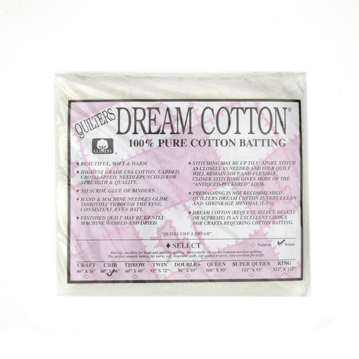 Quilter's Dream Cotton White Select Batting (46in x 60in) Crib