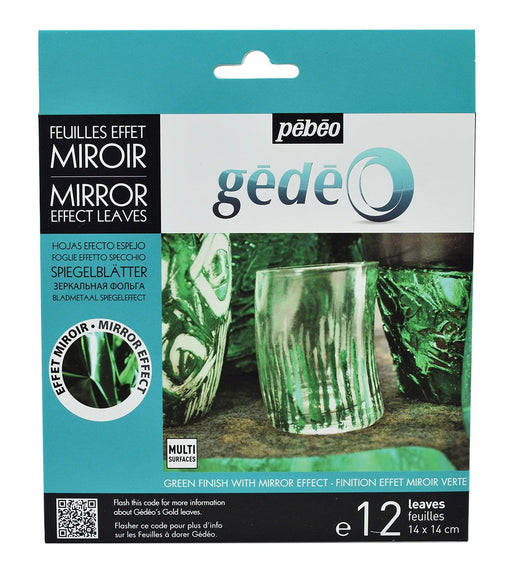 Pebeo 766547 Gedeo Mirror Effect Leaves Adhesive Sheet, Green