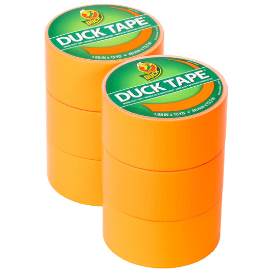Duck Brand Duck Color Duct Tape, 1.88 in. x 15 yd, 6-Roll, Neon Orange (1265019_C)
