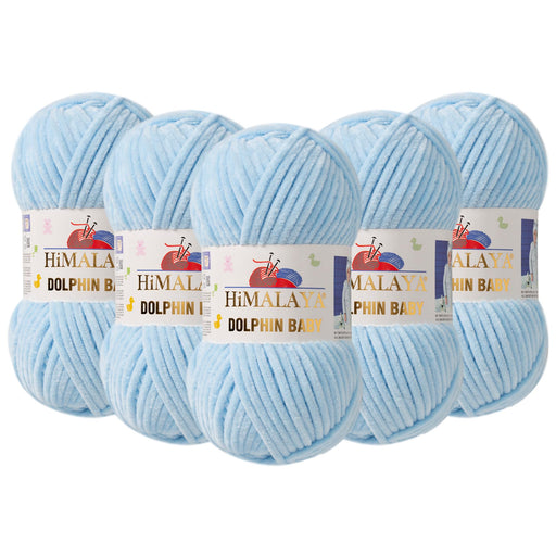 5 Skein (Pack) Himalaya Dolphin Baby Chenille Yarn, 100% Polyester, Each Skein 100 gr (3.5 oz), 120 m (131 yd), 6 : Super Bulky, Blue - 80306