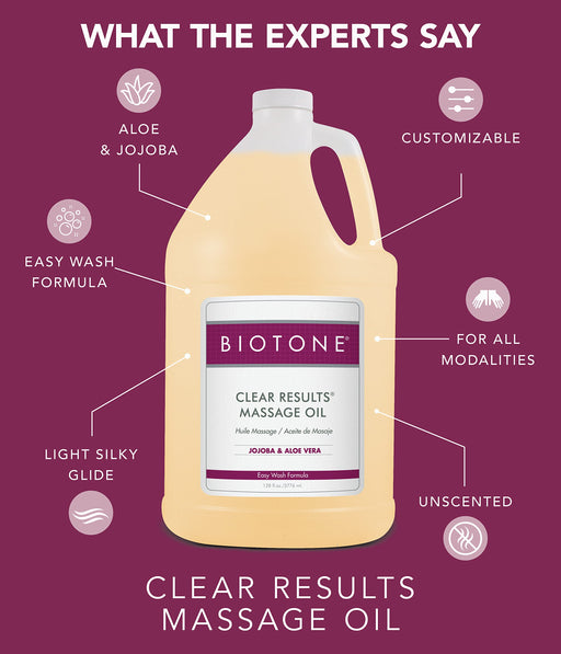 Biotone Clear Results Massage Oil, 8 Ounce