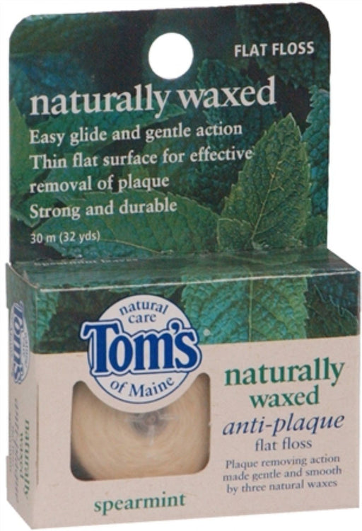 Tom's of Maine Naturally Waxed Anti-Plaque Flat Floss Spearmint 32 Yards (Pack of 5)