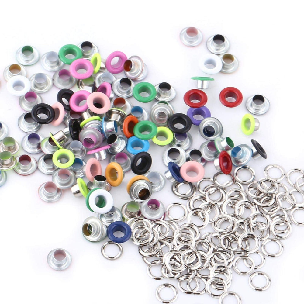 100 Sets Metal Eyelets, 5mm Multi Color Grommets Kit Round Eyelet Grommets for Scrapbooking Card Making Leather Craft Shoes Clothes(Colorful)