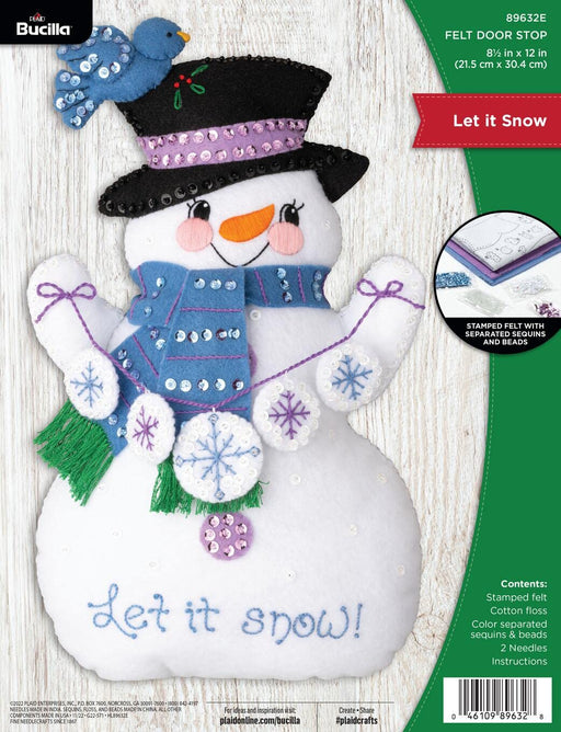 Bucilla Felt Applique Door Stopper Making Kit, Let It Snow, Perfect for DIY Arts and Crafts, 89632E