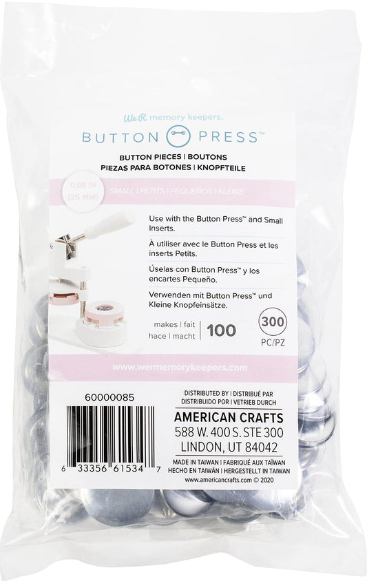 We R Memory Keepers Button Press Refill 100 Pack Small 25mm, Create DIY Custom Buttons for Backpacks, Purses, Bags, Pins, Badges, Keychains, and More