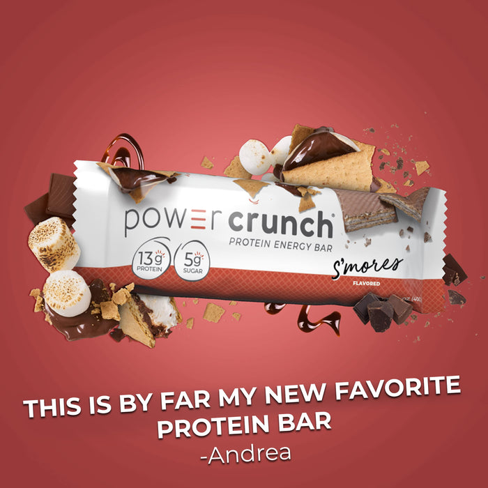 Power Crunch Protein Wafer Bars, High Protein Snacks with Delicious Taste, S'Mores, 1.4 Ounce (12 Count)