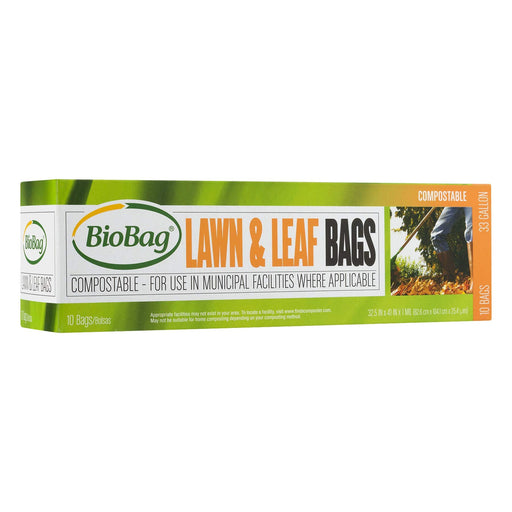 BioBag Compostable Lawn & Leaf Yard Waste Bags, 33 Gallon, 10 count (pack of 2)