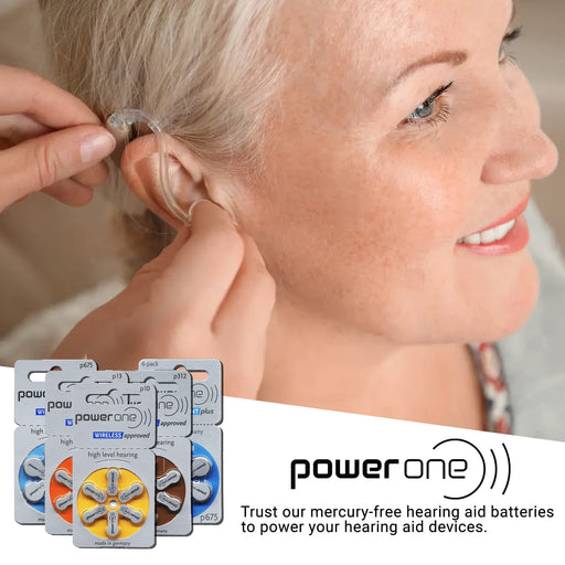 60 Mercury Free Hearing Aid Batteries Size: 675P Cochlear Implant by Power One