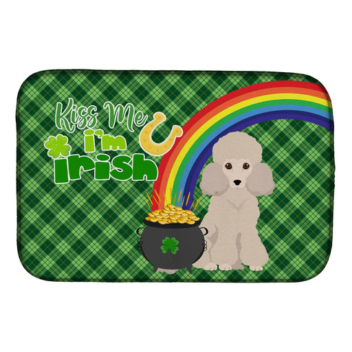 Caroline's Treasures WDK4886DDM Toy Cream Poodle St. Patrick's Day Dish Drying Mat Absorbent Dish Drying Mat Pad for Kitchen Counter Dish Drainer Mat for Countertop, 14 x 21", Multicolor