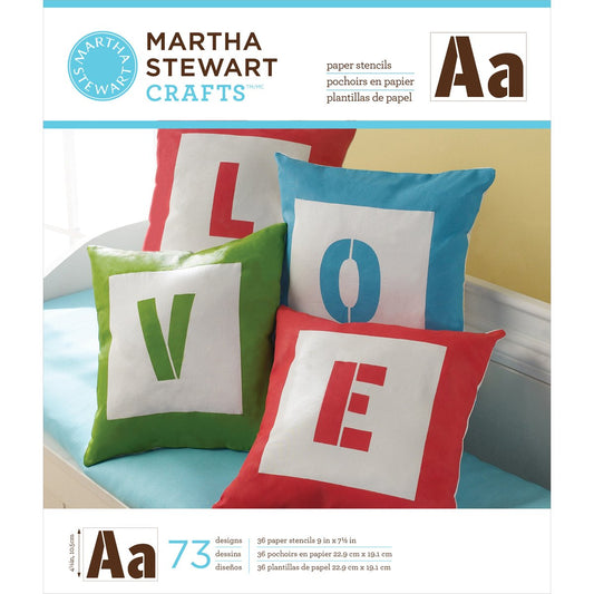 Martha Stewart Large Paper Stencils 36/Pkg-Sans Serif Alphabet 9"X7.5" 73 Designs