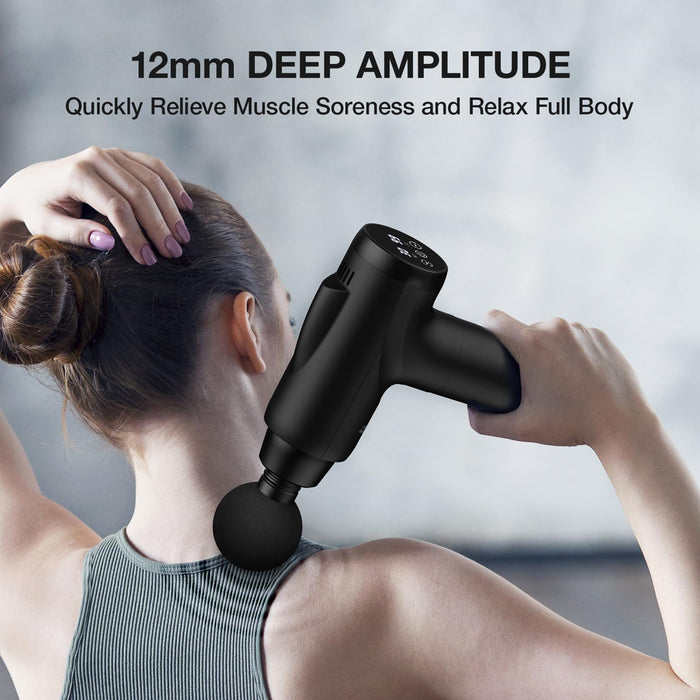 OLsky Massage Gun Deep Tissue, Handheld Electric Muscle Massager, High Intensity Percussion Massage Device for Pain Relief with 9 Attachments & 30 Speed(Black)