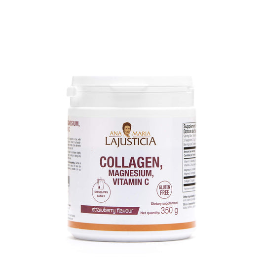 Ana Maria Lajusticia | Hydrolisate Collagen Powder with Magnesium and Vitamin C |For healthy Skin, Nails, Hair and Ligaments | Natural Energy, Strawberry Flavour 350g