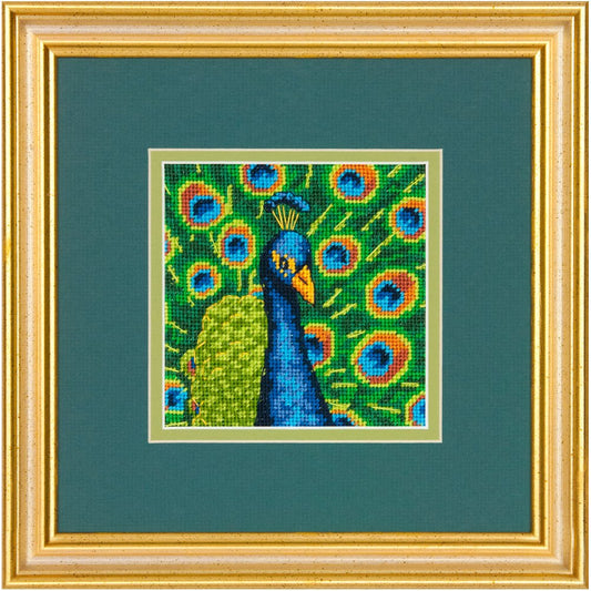 Dimensions 71-07242 Colorful Peacock Embroidery Needlepoint Kit, 5" x 5", 14 Mesh Canvas, Multicolor, 5 by 5-Inch